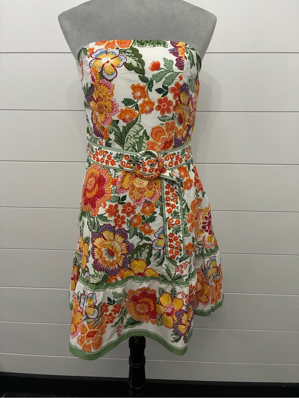 Joie Dress Garden Floral Mini Strapless W/Belt Smocked Back Sz 8 NWOT/0324